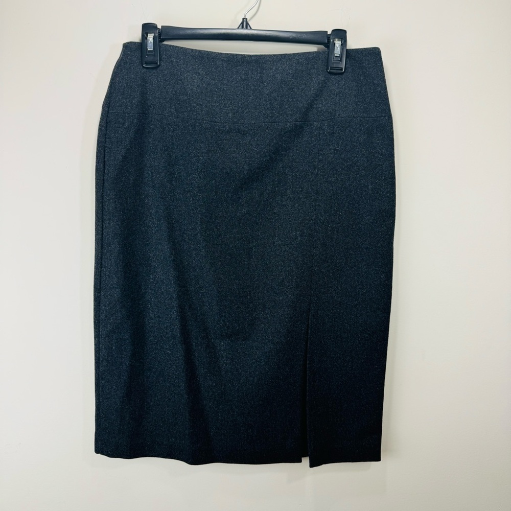 Banana Republic Pencil Straight Skirt Women 10 Dark Gray Wool Zip Career Stretch
